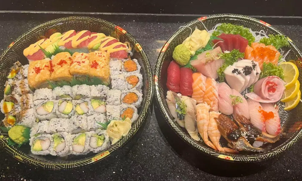 Sushi and sashimi platter at Kendo Sushi, a Japanese Restaurant in Philadelphia.